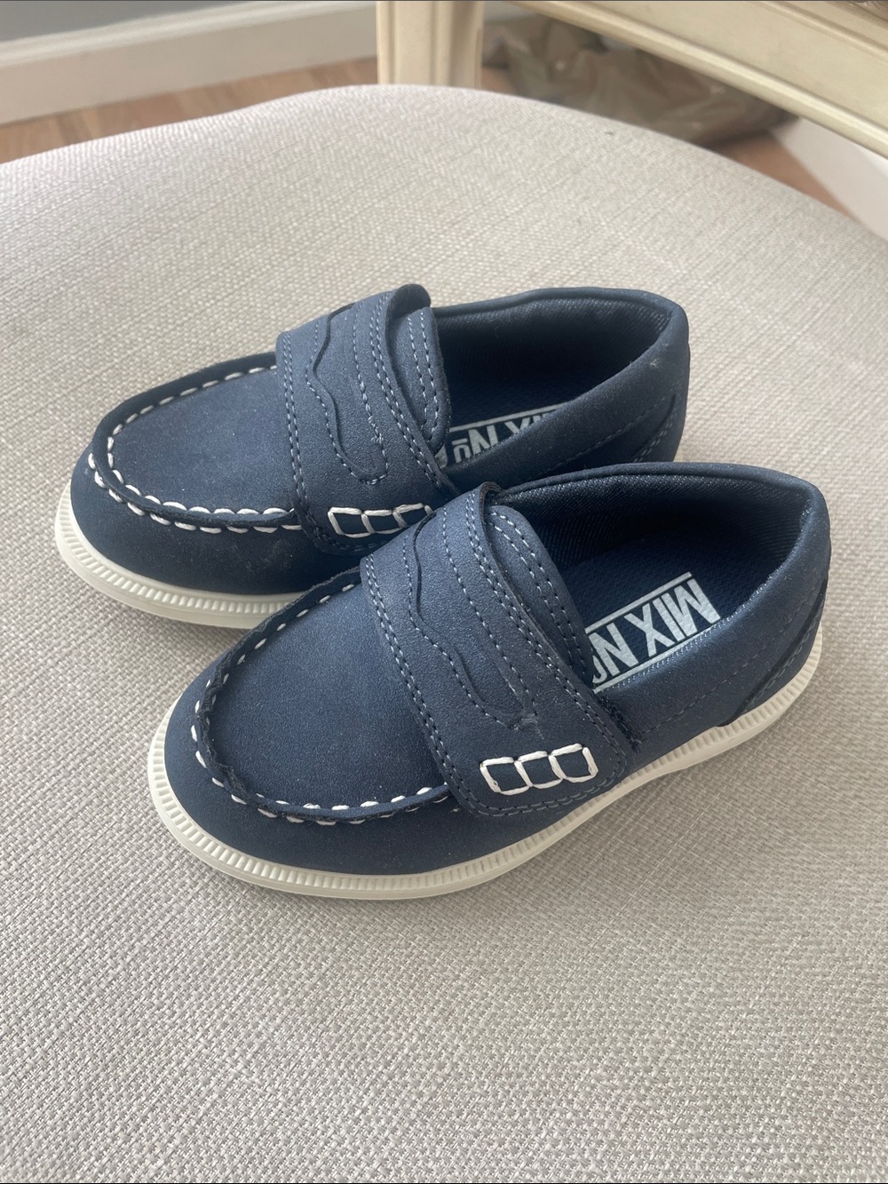 Baby /Toddler Boys Slip-On Moccasin in Dark Blue with White Stitching New shoes
